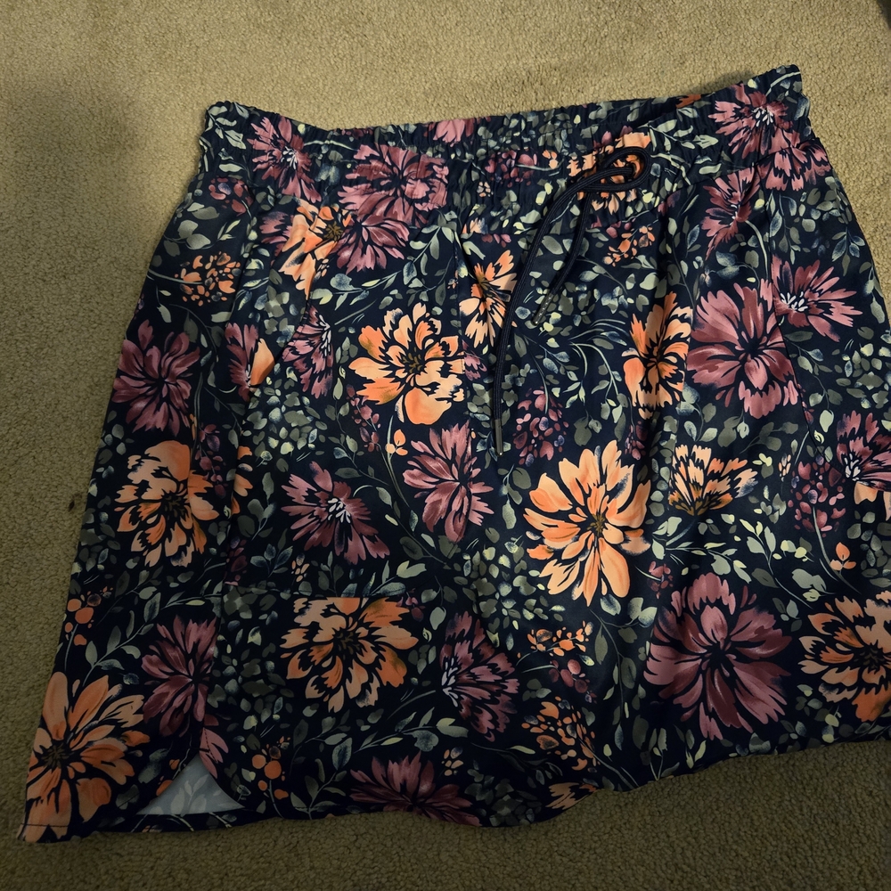 St. John's Bay Vibrant Floral Mini Skirt - Pink and Orange